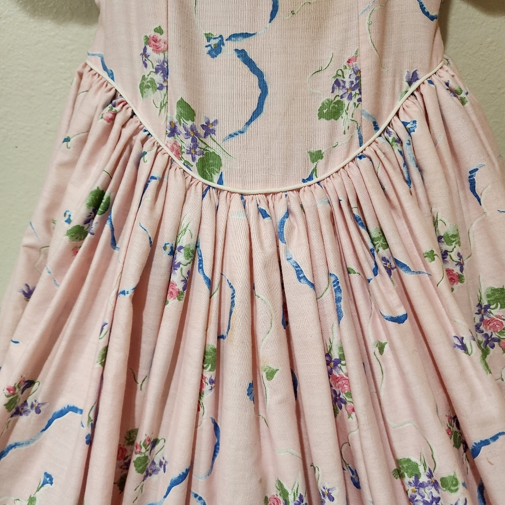 Vintage Daisy Kingdom Floral Dress Puff Sleeve Petticoat Lace Cottagecore size 8 - Picture 2 of 14